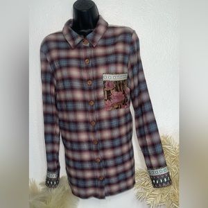 Soft Surrounding button down long sleeve top for lady’s for a cowboy party.